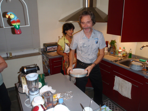 Ray and Letizia are in the kitchen setting a surprise for our Desert.